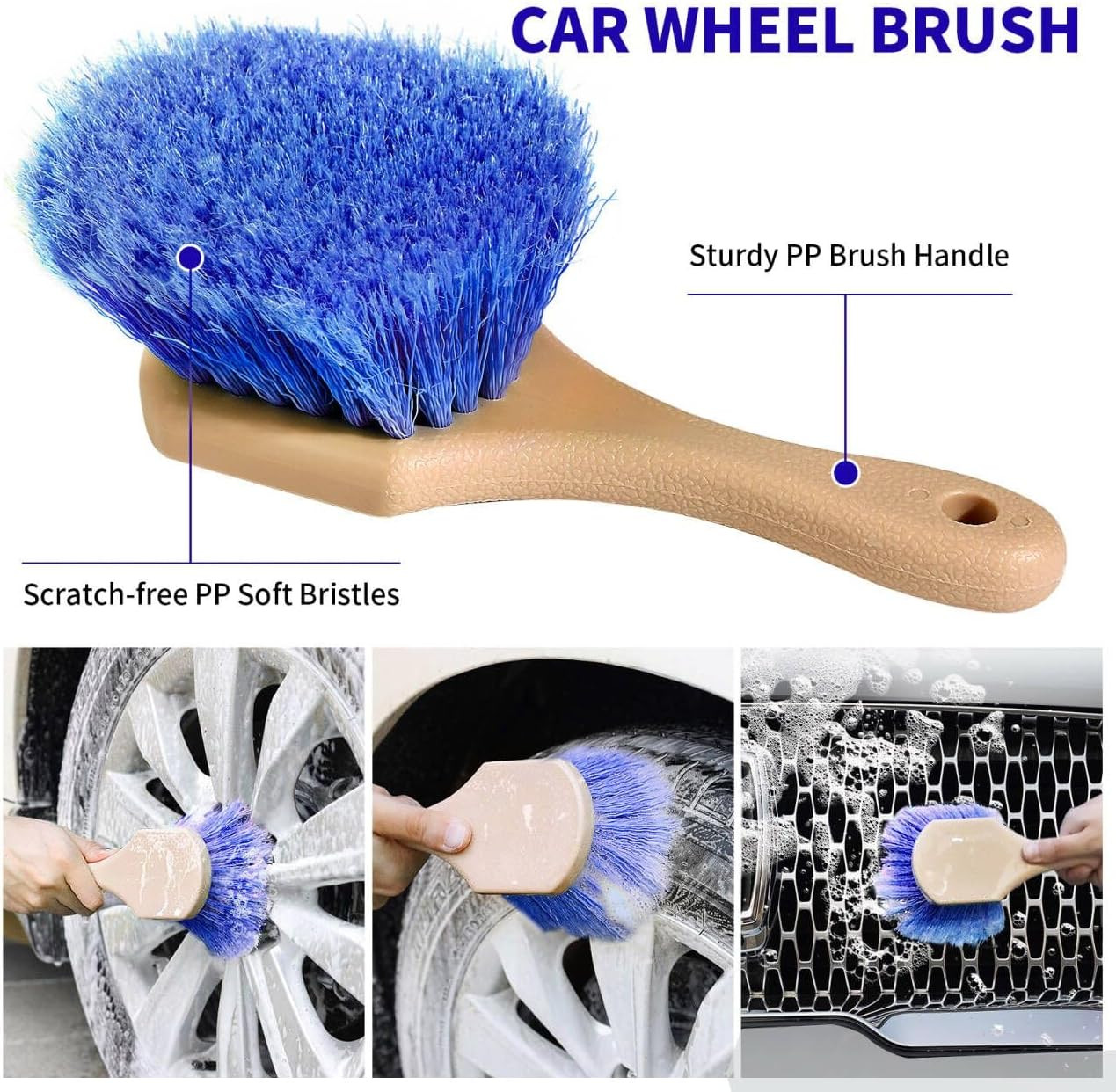 62” Car Wash Brush Kit with Soft Bristles, Mop, Mitt, Squeegee & Tire Brush