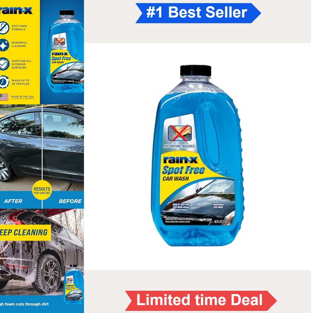 Spot Free Car Wash Soap 48 oz Concentrated Deep Cleaning Foam No Towel Dry Shine