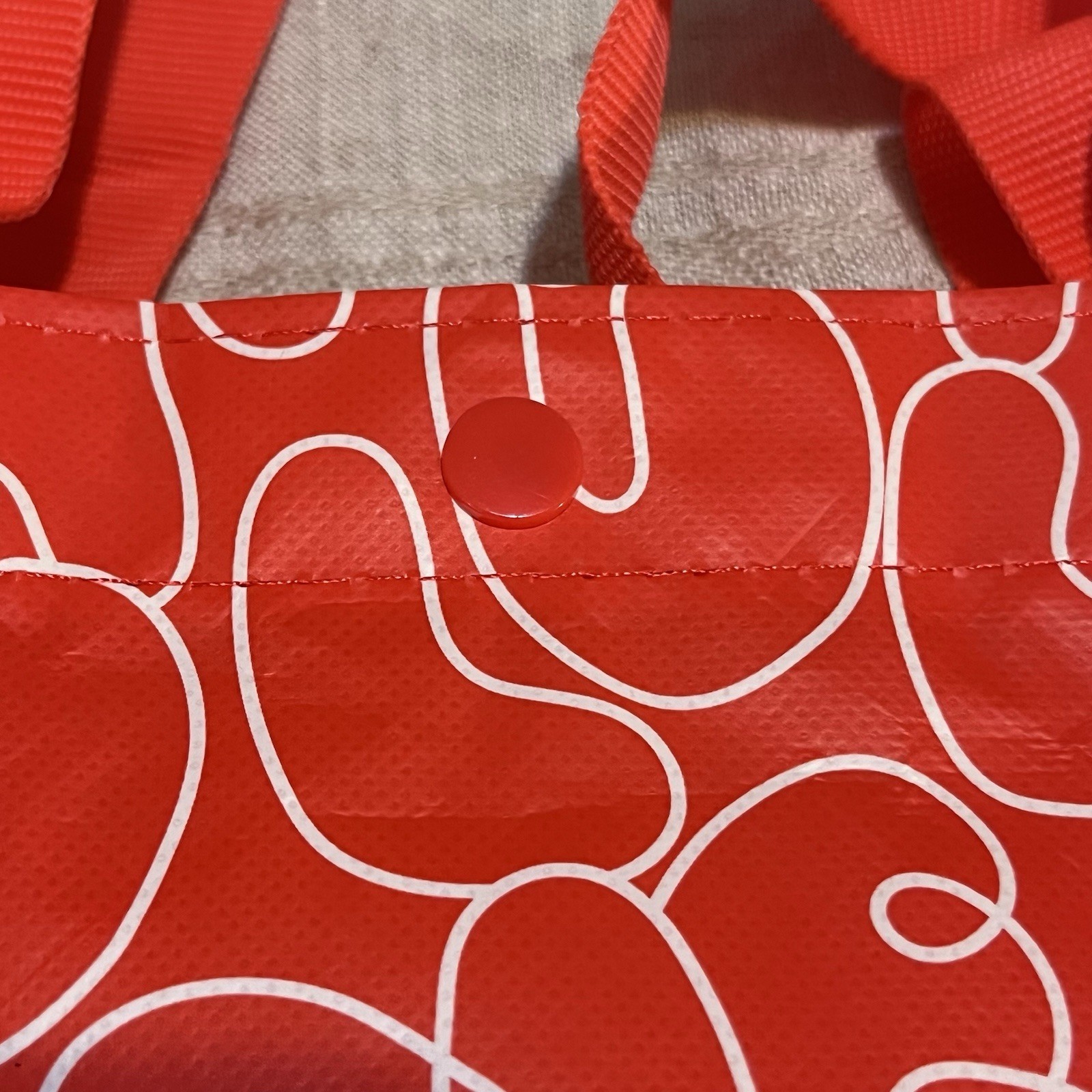 Lululemon Large Red & White Logo Reusable Shopping Bag All-Over Print