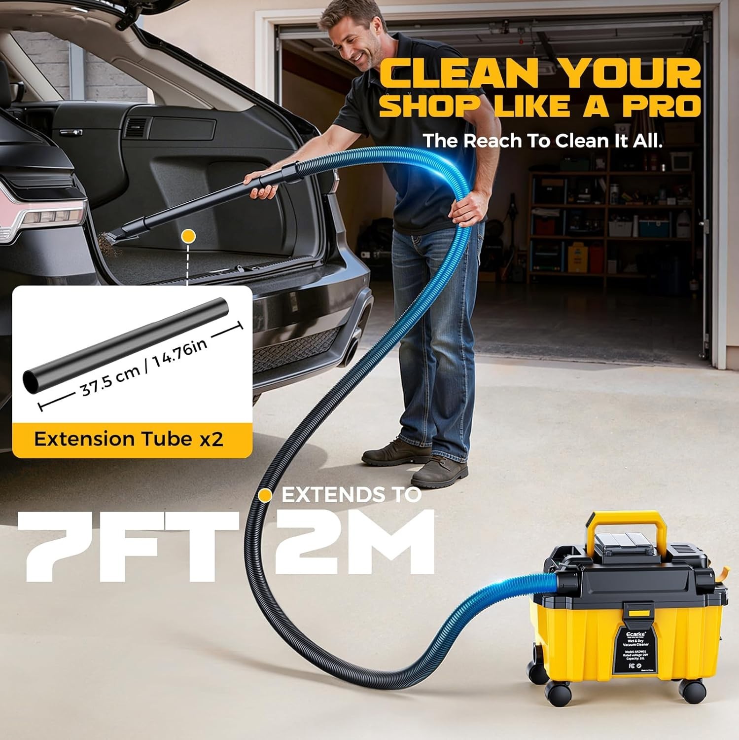 2.5 Gal Cordless Wet Dry Vacuum Compatible with DeWalt 20V Battery, 3-in-1 Shop
