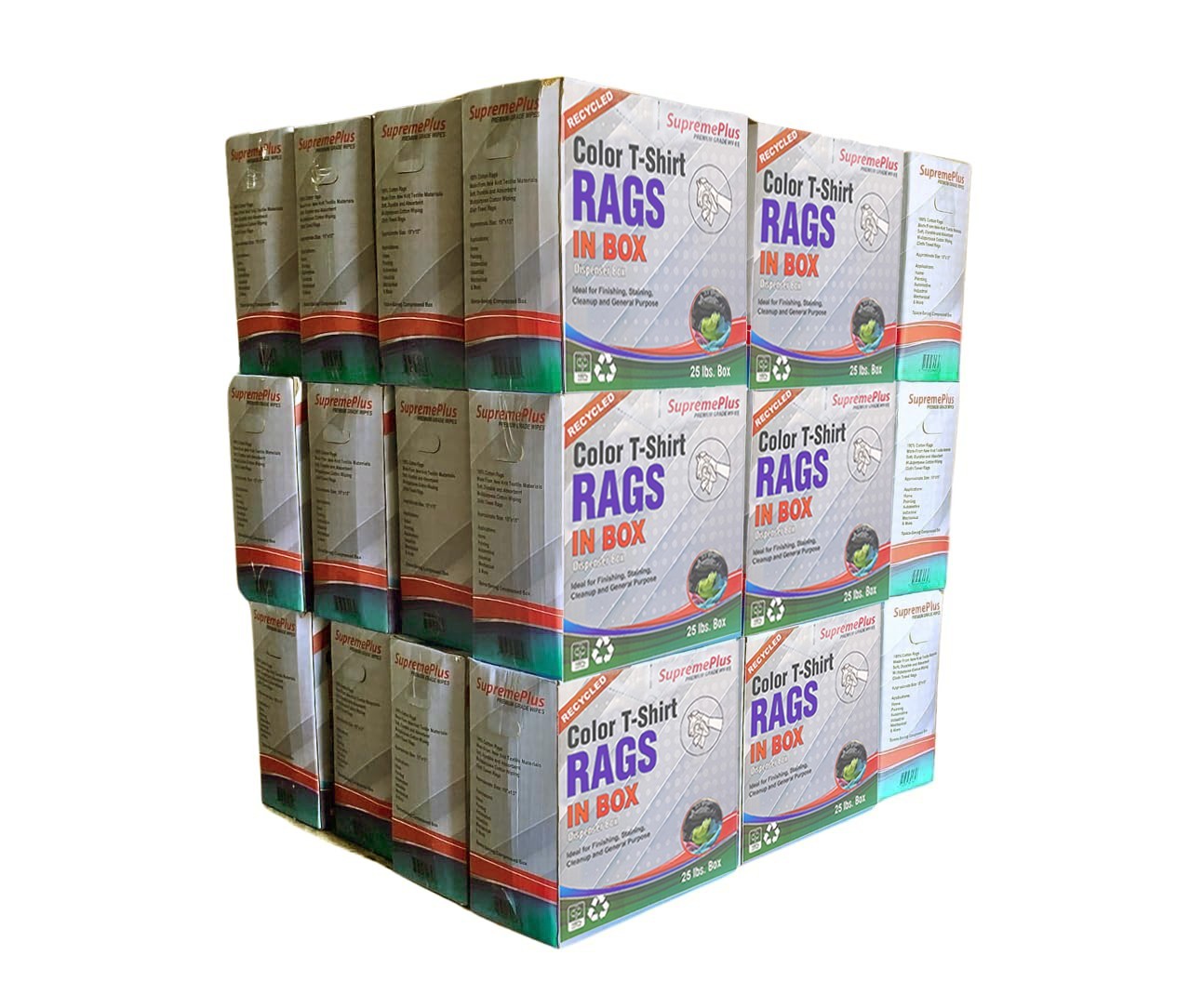 Bulk Colored T-Shirt Rags – 600 LB Pallet | Cleaning Wipers – Compressed Boxes