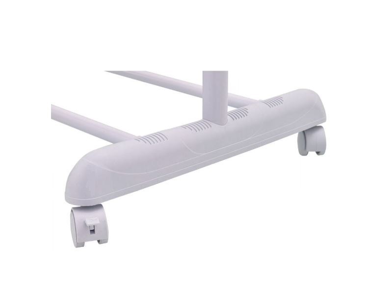 Heavy Clothes Hanger Adjustable Height Rolling Garment Rack Metal Chrome White