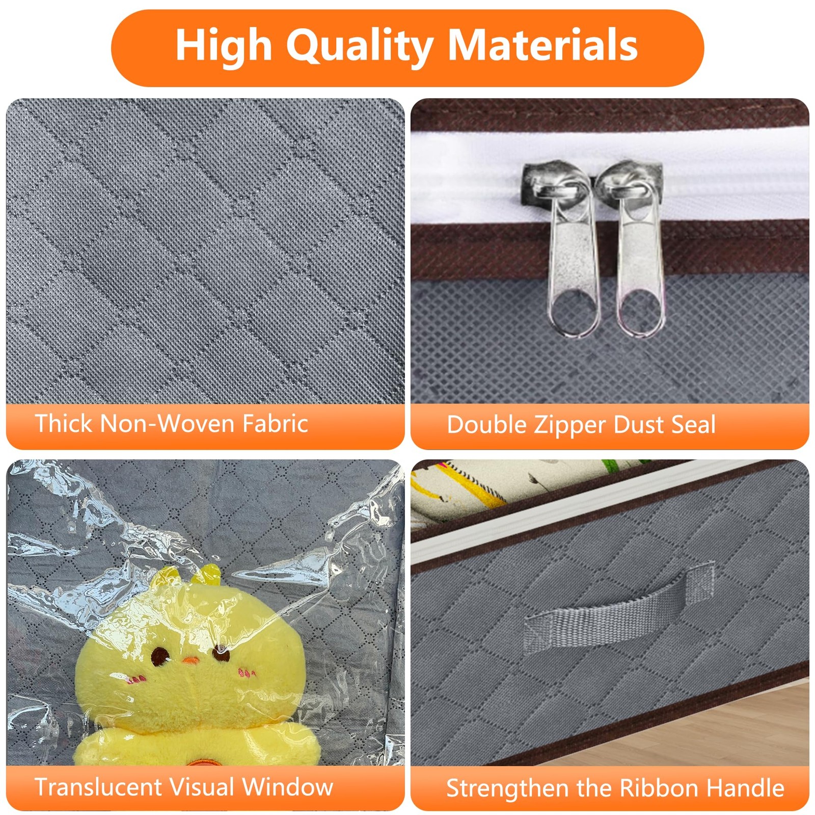 90L Under Bed Storage Containers,4-Pack Closet Organizers and 4 Pack, Grey
