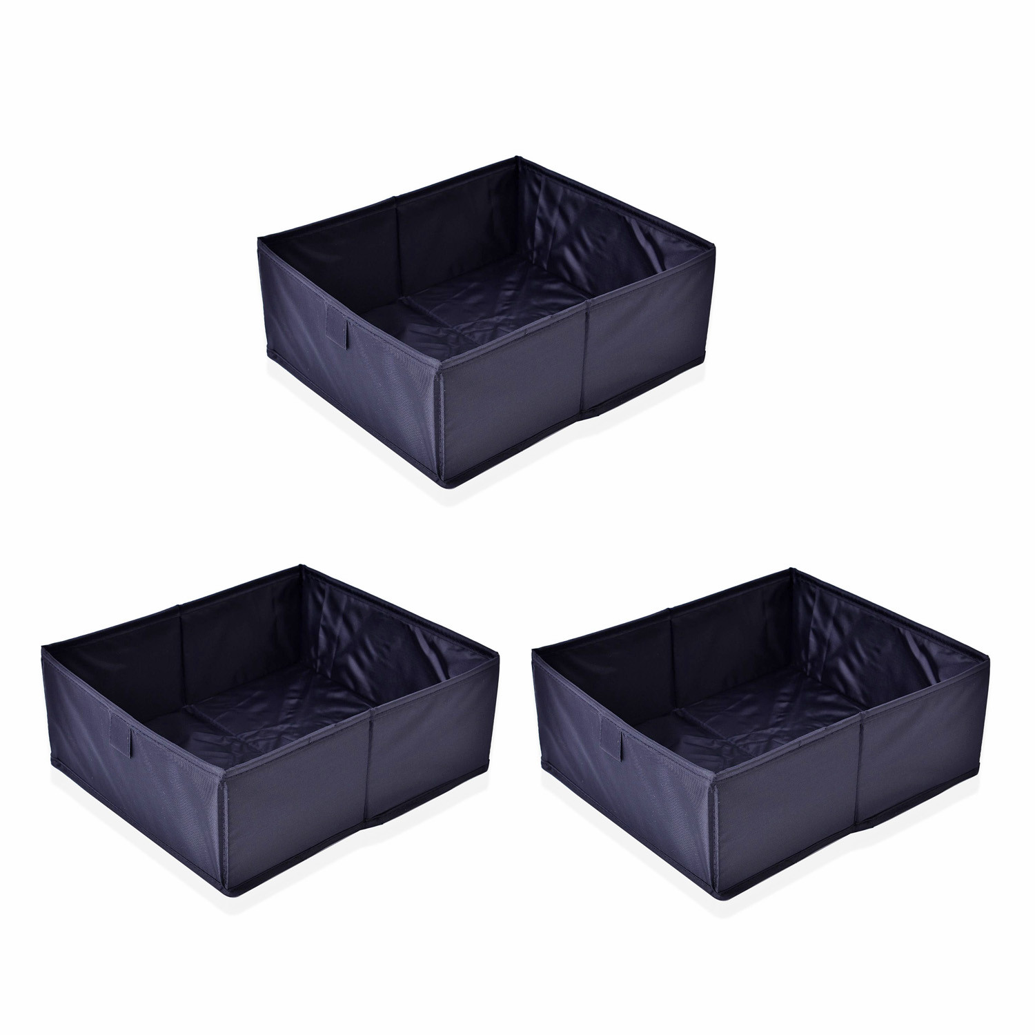 Set of 3 Black Nylon Drawer Organizer (11x4x9.5 in) Brand New