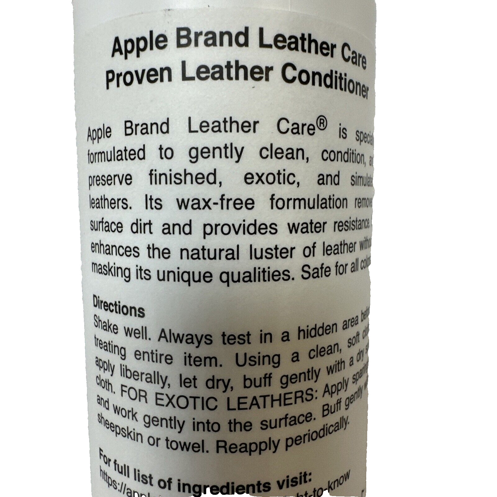 Apple Brand Leather Conditioner Wax-Free Preserve Finished Exotic leather 8 oz