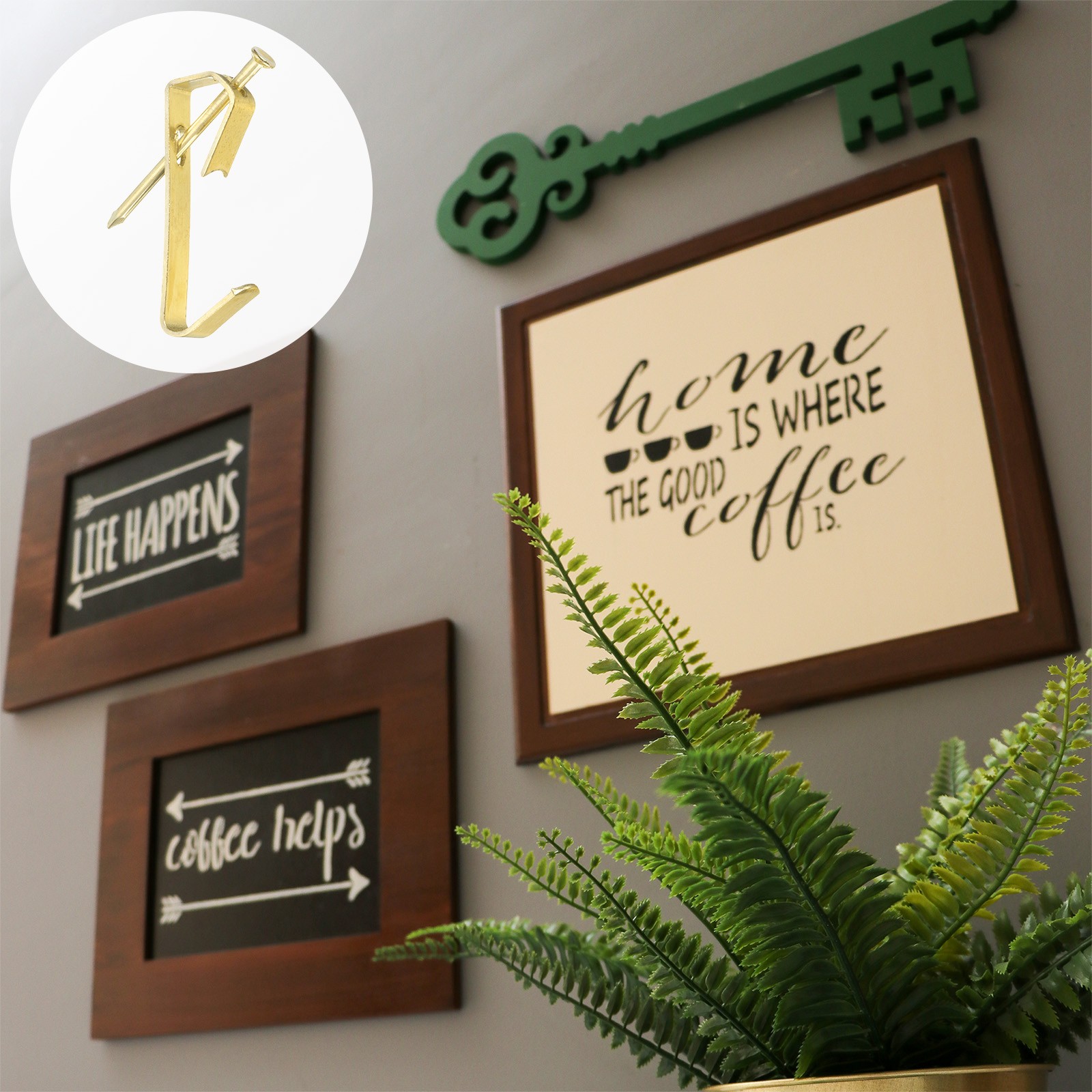 Picture Hangers, 20Pcs 20lb – Iron Picture Hanging Kit with Nails (Gold)