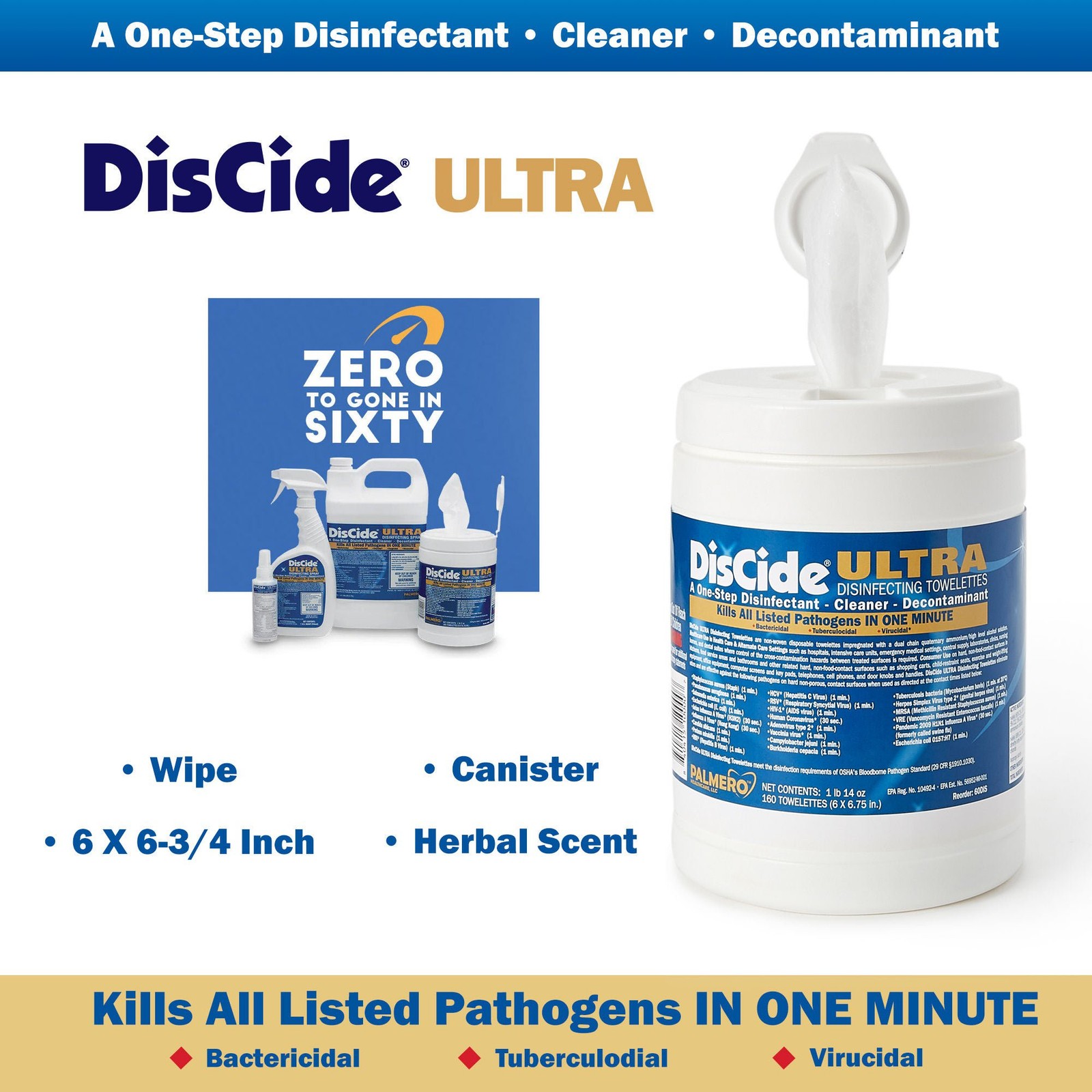 DisCide Ultra Wipe Surface Disinfectant Cleaner 160 Ct