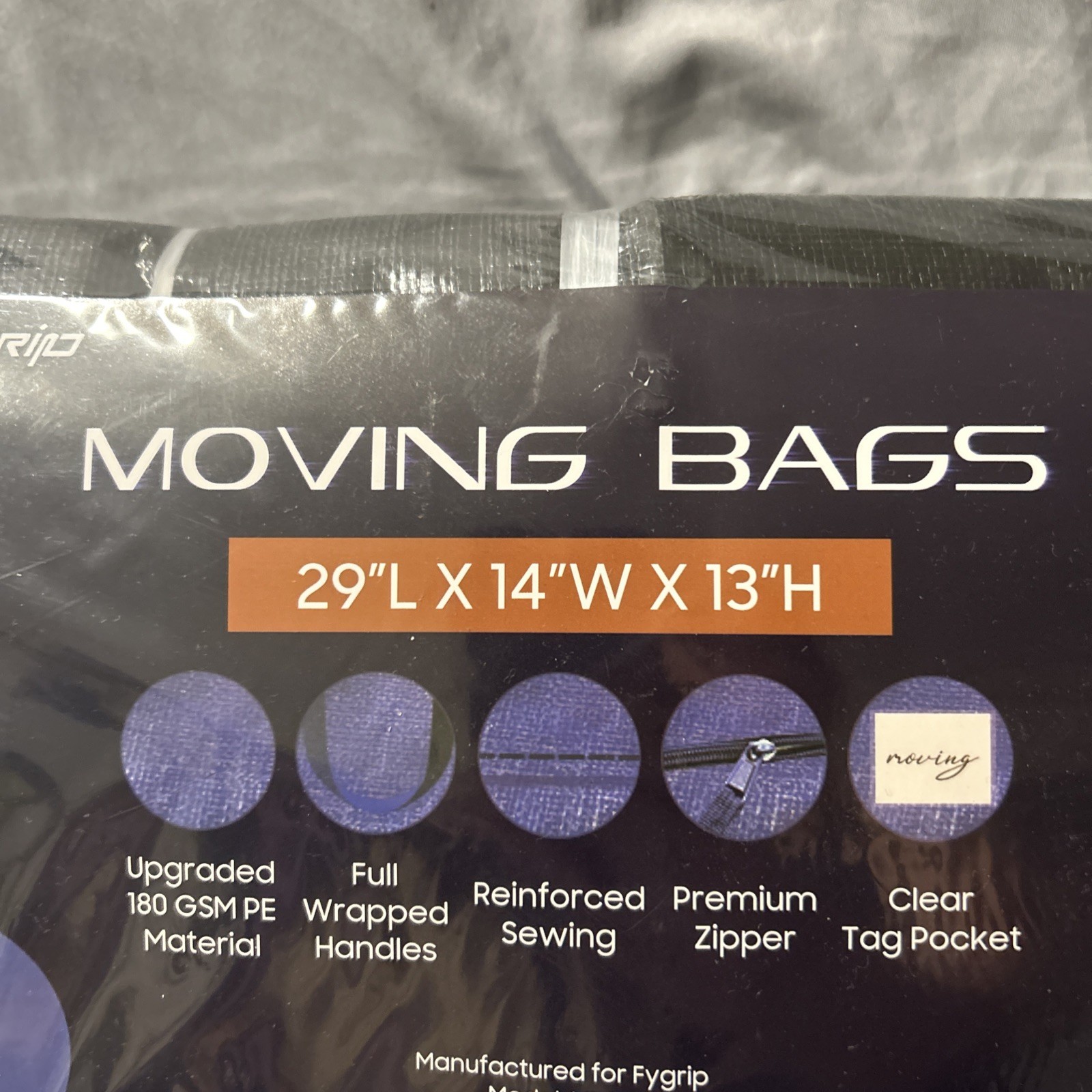 Extra Large Heavy Duty Reusable Moving Totes Zipper Closure Storage Pack Of 6