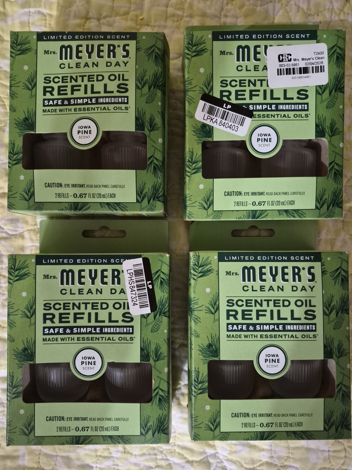 4 Boxes Mrs. Meyer’s LimitedEdition Premium Scented Oil Refill 2Pack Iowa Pine