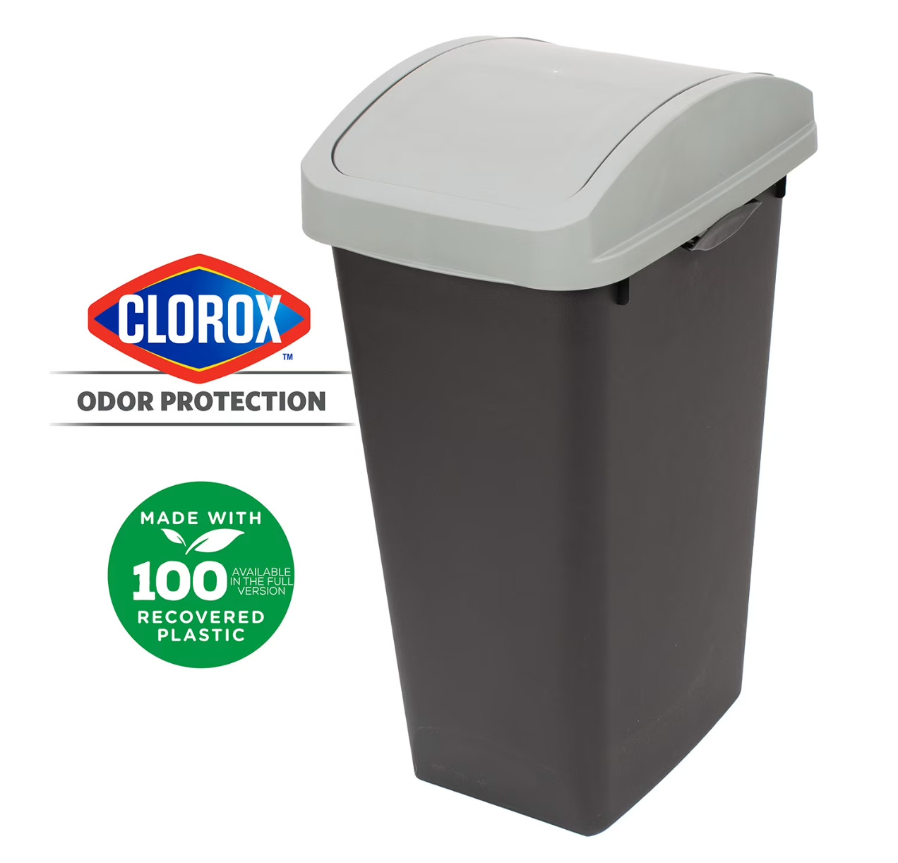 12 Gallon Kitchen Trash Can Swing Top Lid Plastic Garbage Bin Gray