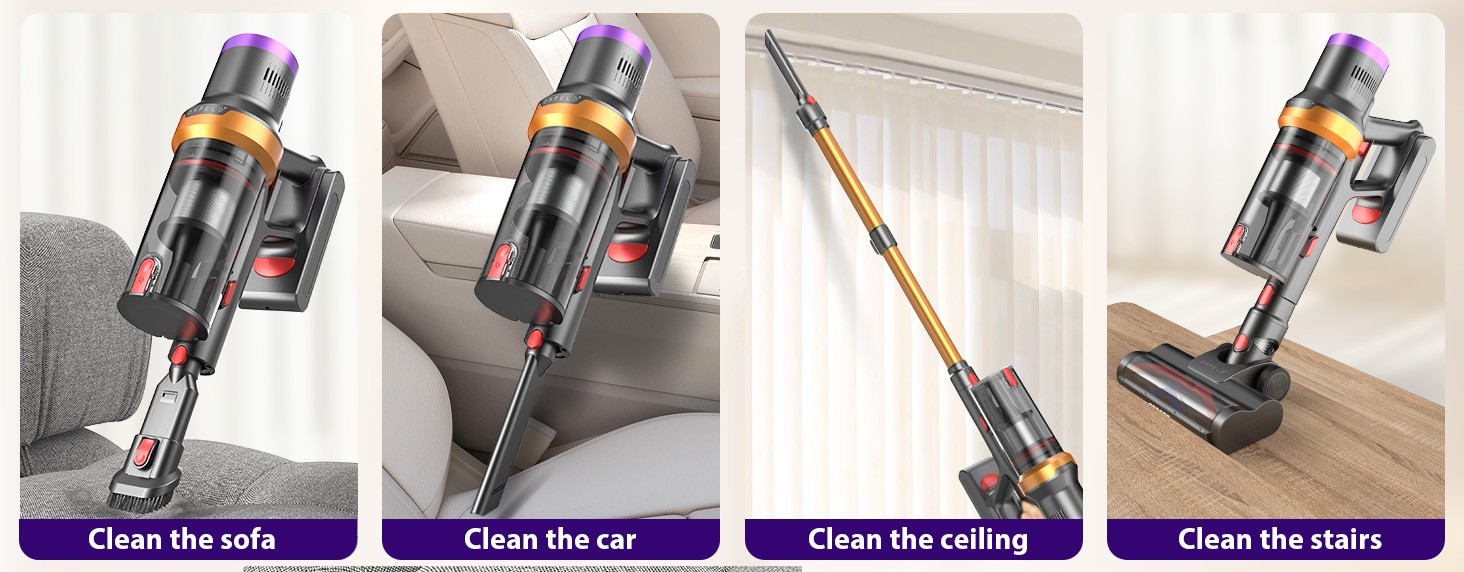Cordless Vacuum Cleaner 55KPA Stick Lightweight for Wooden Hardwood Floor Carpet