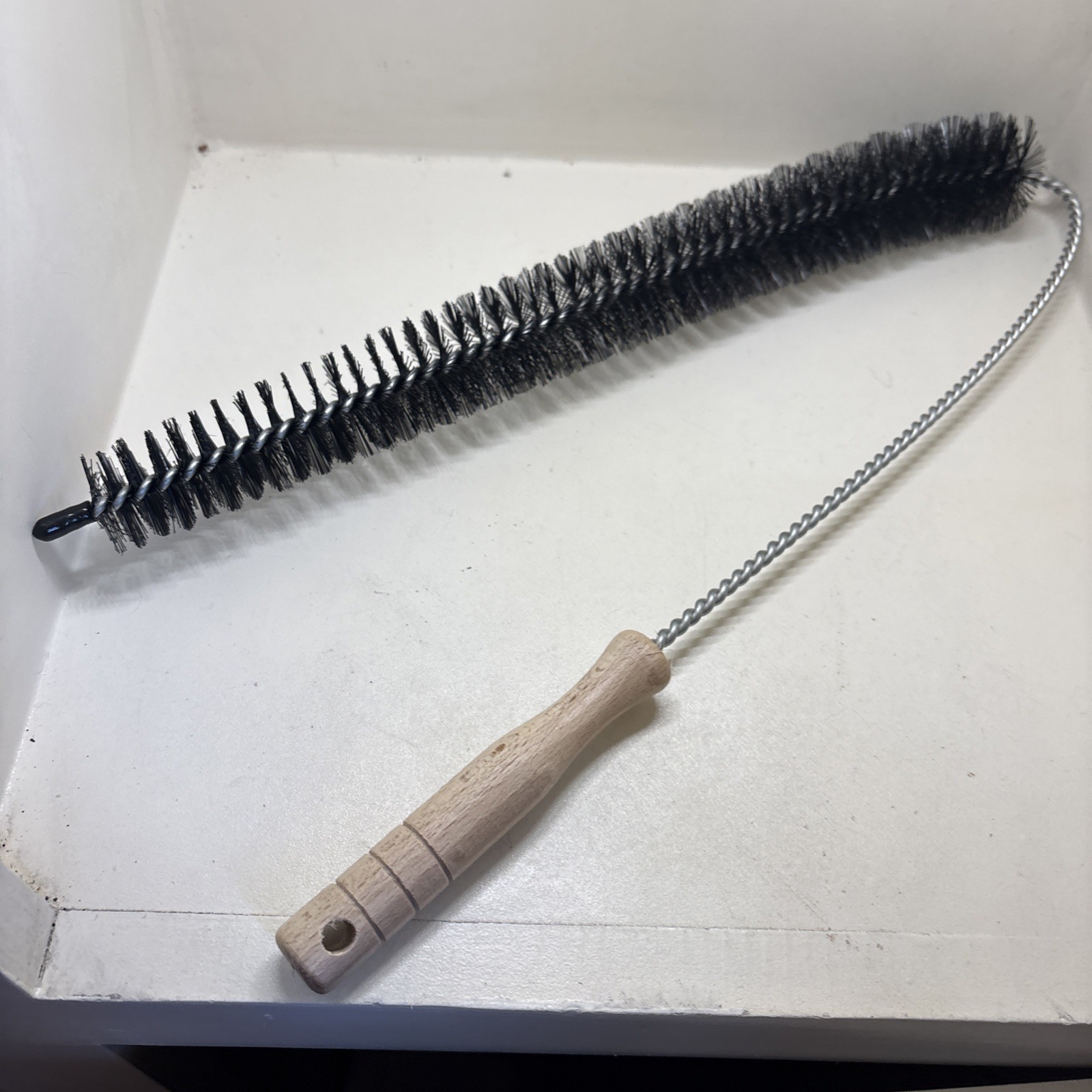New 1.25” Flexible Bottle Tube Cleaning Brush Nylon Bristles Wood Handle