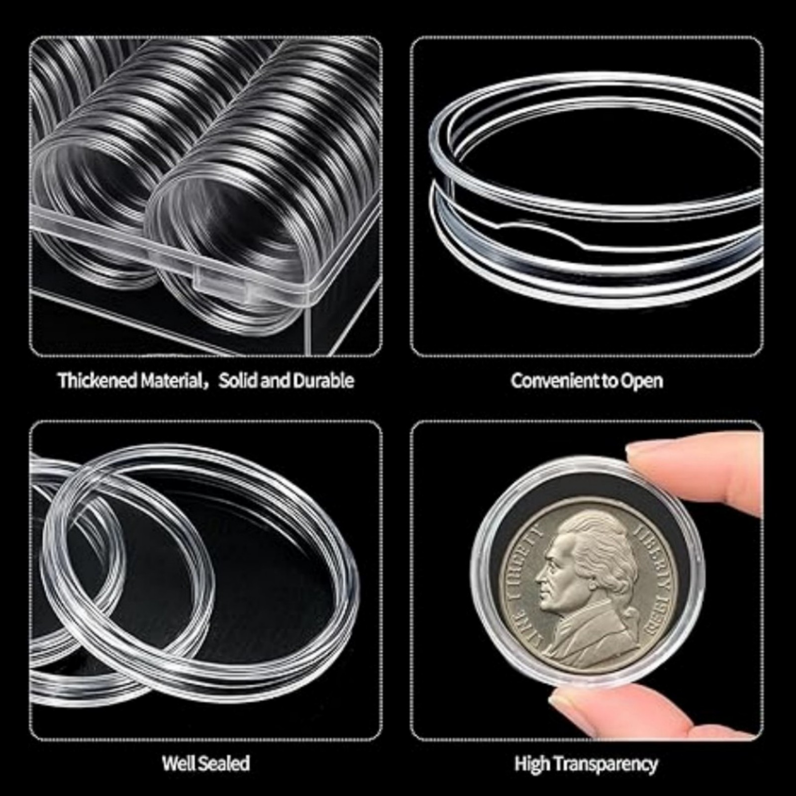 Snap Tight Seal Coin Capsules 41mm 60 Pcs With Plastic Storage Organizer Box US