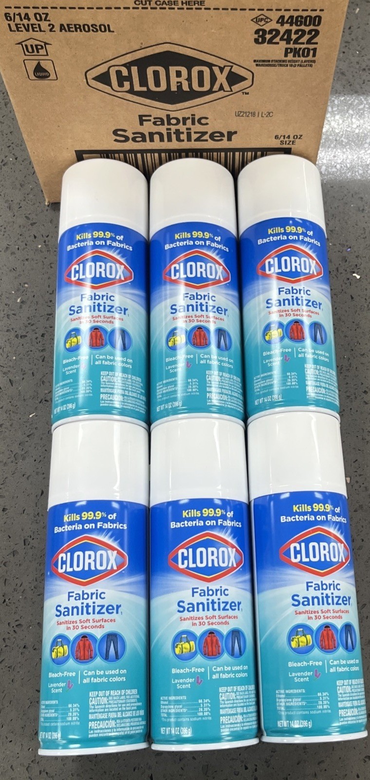 Lot of 6 Clorox Fabric Sanitizer Spray Lavender Scent 14oz Each Soft Surfaces