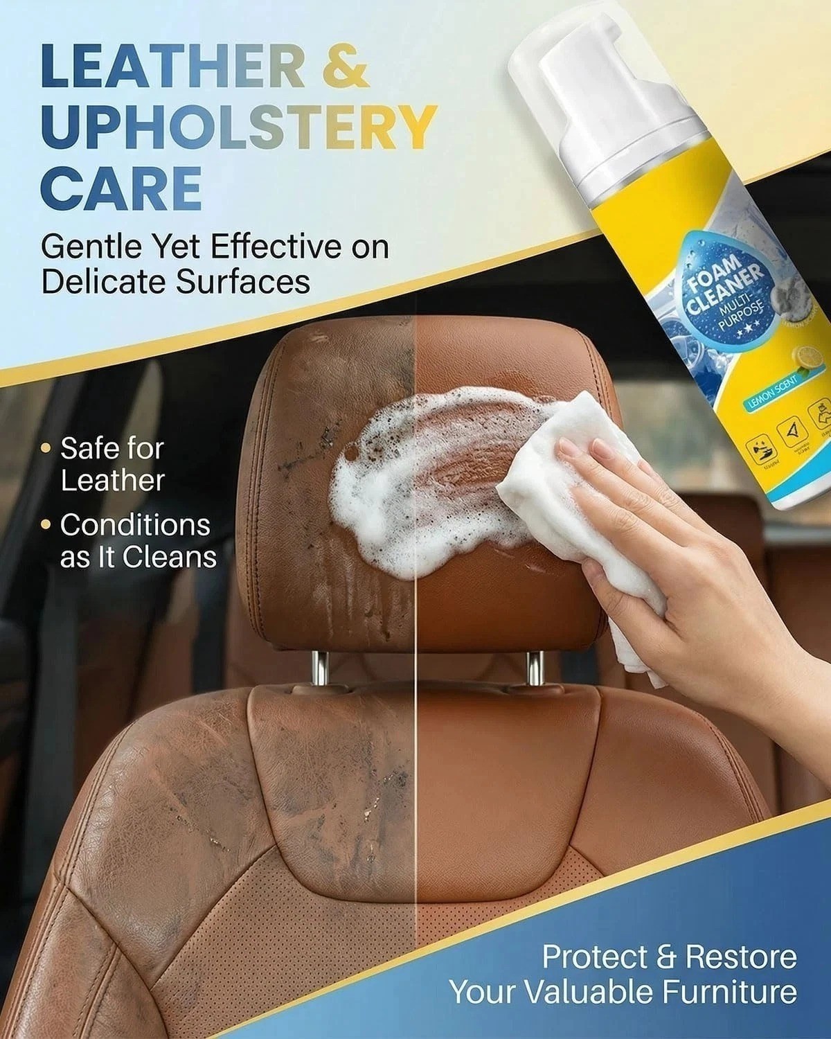 Multifunctional Foam Cleaner For Car Interior Strong Stain Remover USA