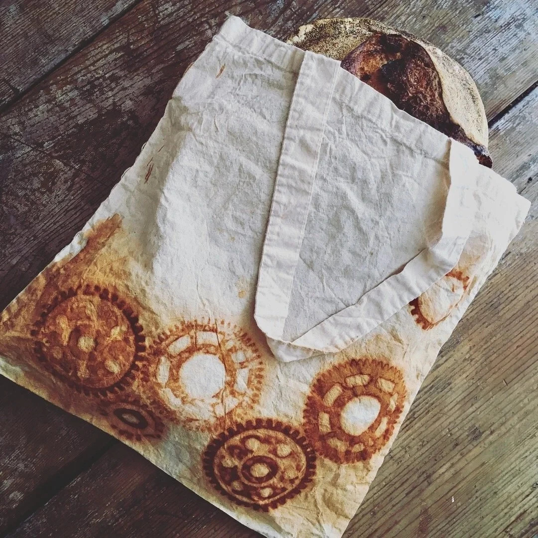 Light Cotton Tote Bag Rust Dyed Cleavers Handmade Book Bag Farmers Market 14×14