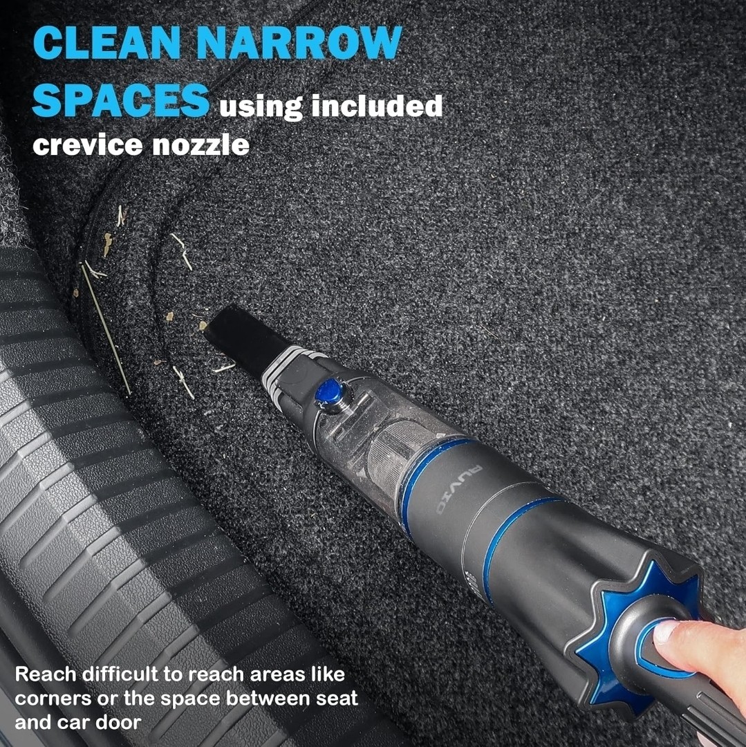 Ruvio Pro Cordless Hand Vacuum 17” Portable Vacuum Cleaner for Home and Car Use