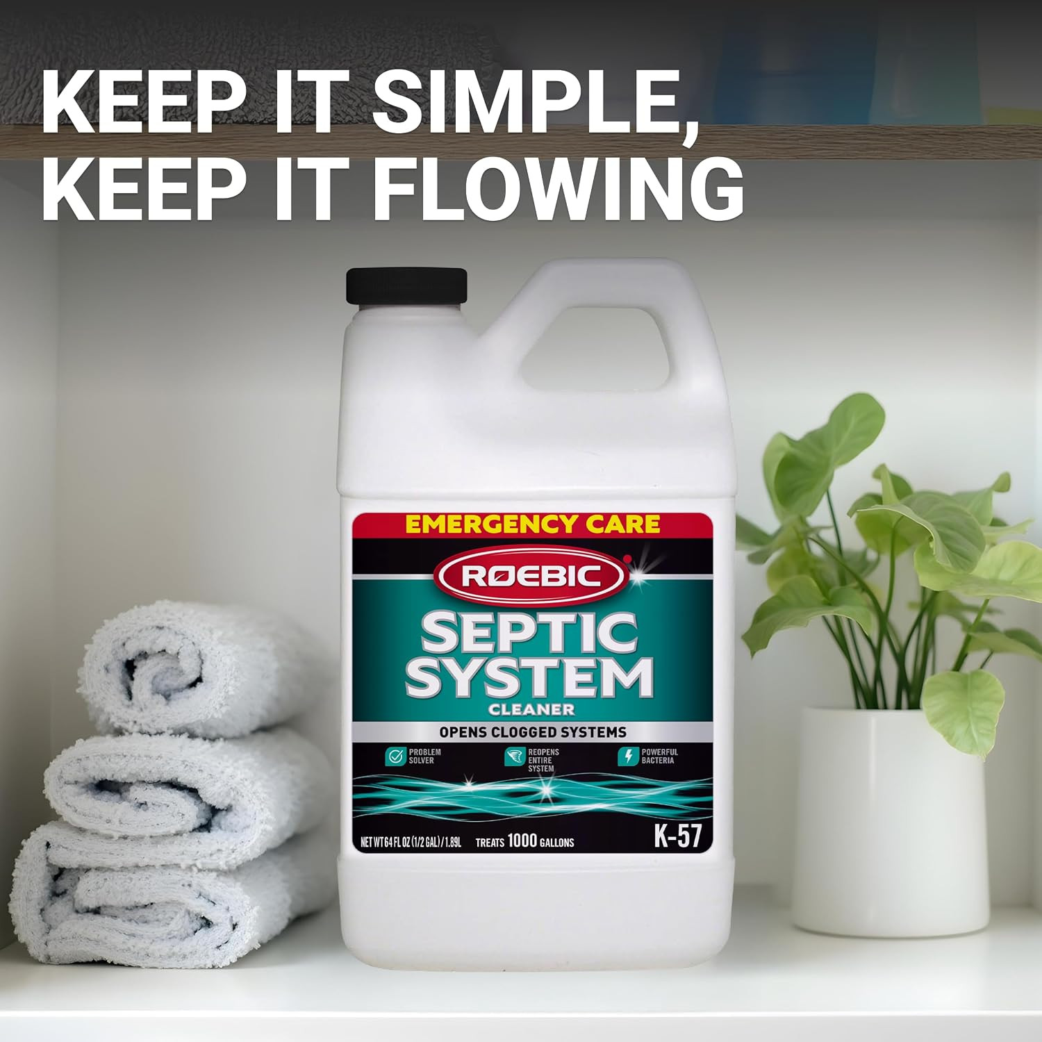 K-57-H K-57-H-3 Septic System Treatment: 1/2 Gallon, Clears Clogs, Restores F…