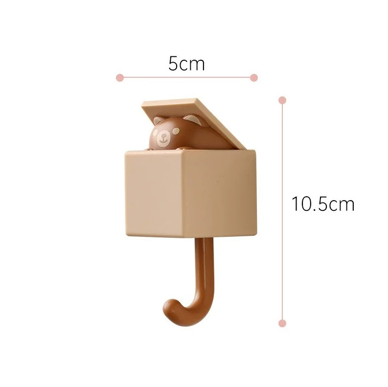 1 pc Adhesive Cartoon Cat Hooks – No-Drill Wall Hangers for Keys, Towels & Bags