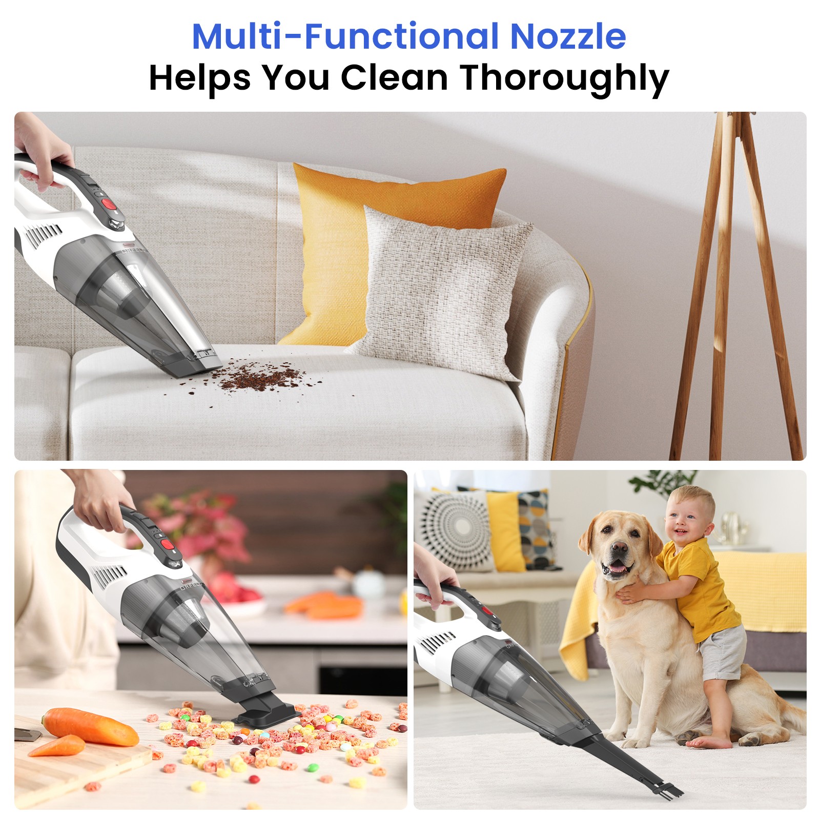 Home Handheld Cordless Vacuum Cleaner 12KPA Portable 120W HEPA Filter Car Pet