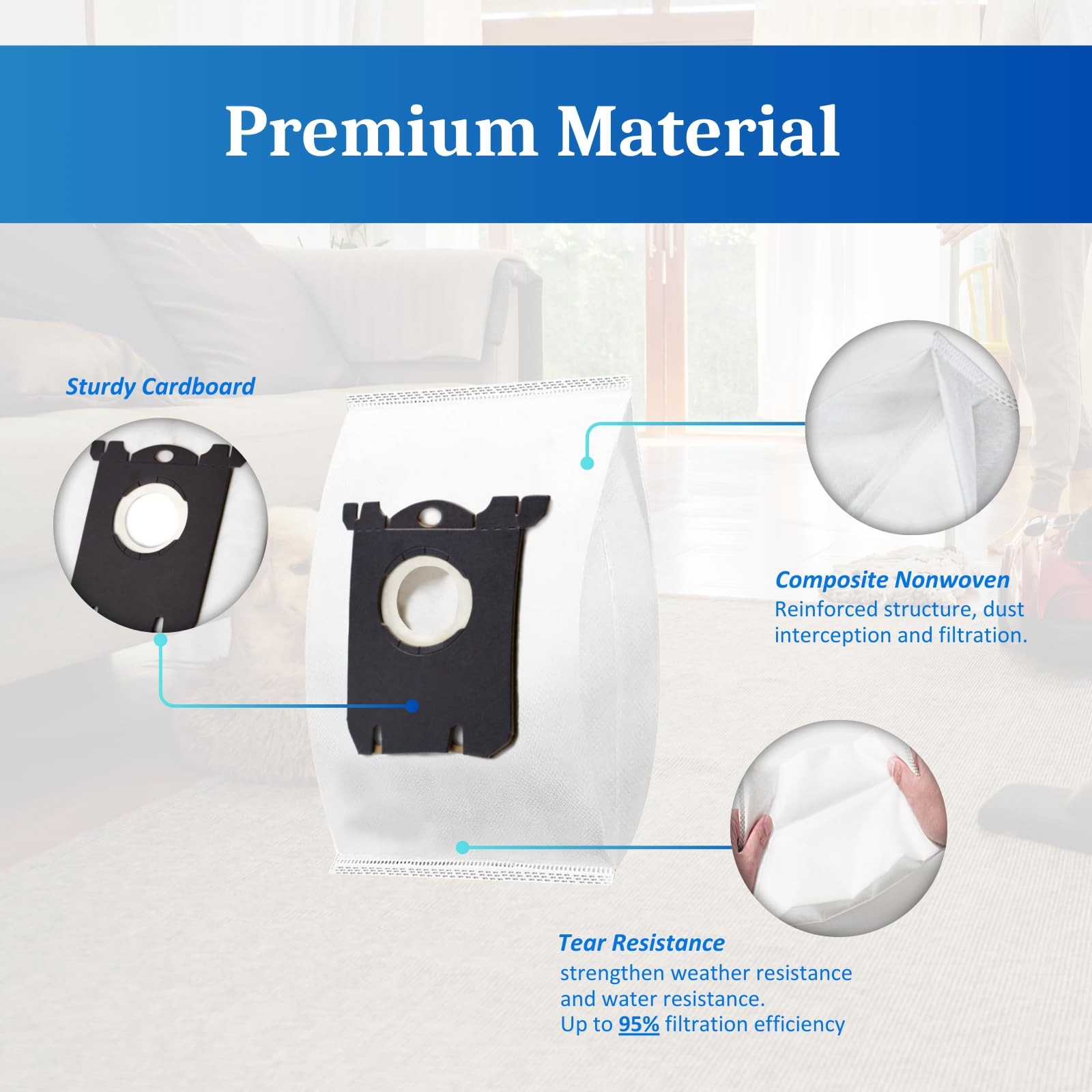 10 Pack Replacement Vacuum Bag Compatible For Electrolux S Bag Classic El200f El