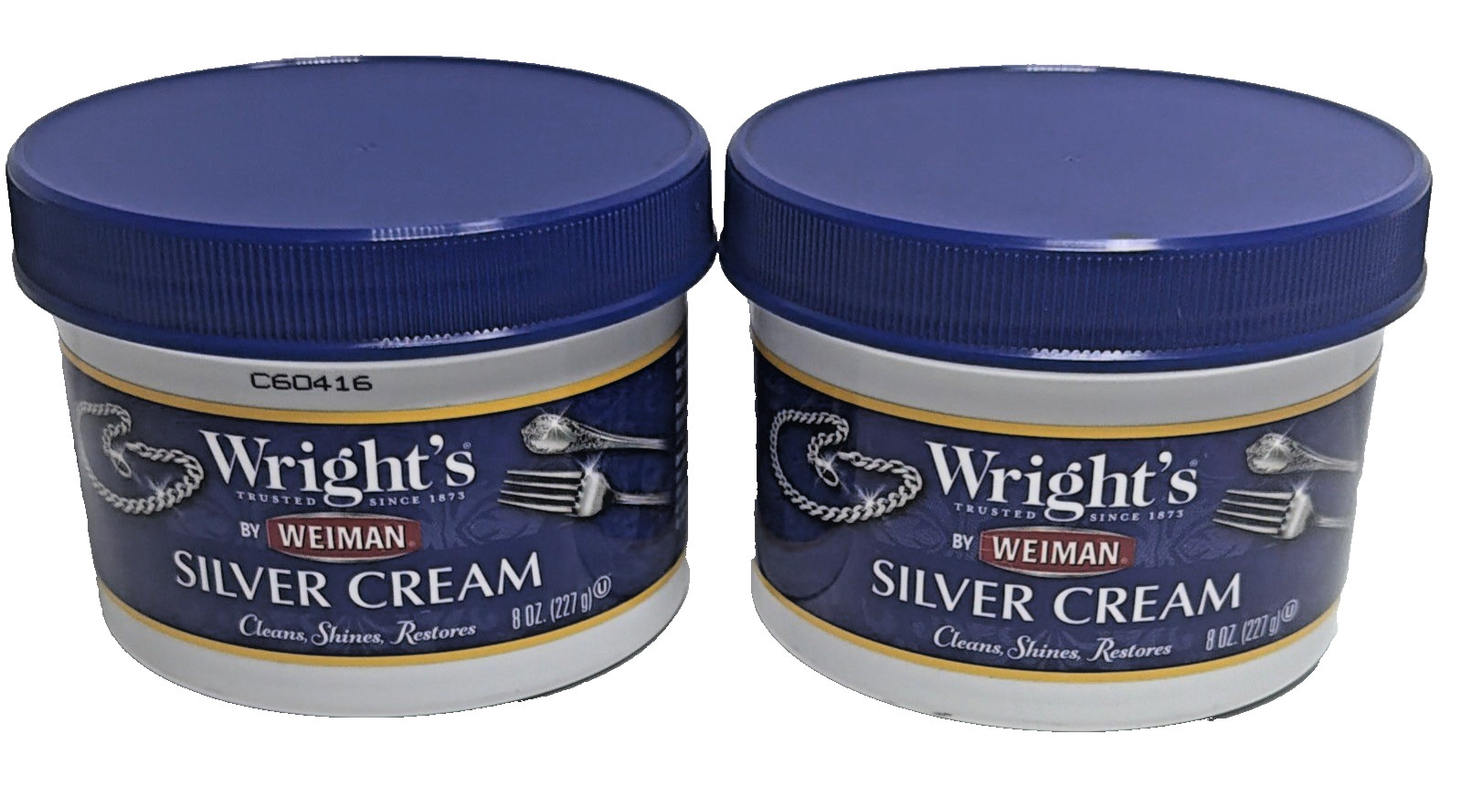 Wright’s Silver Polish Cleaning Cream Shines Restore Metal Cleaner (2) 8 OZ Jars