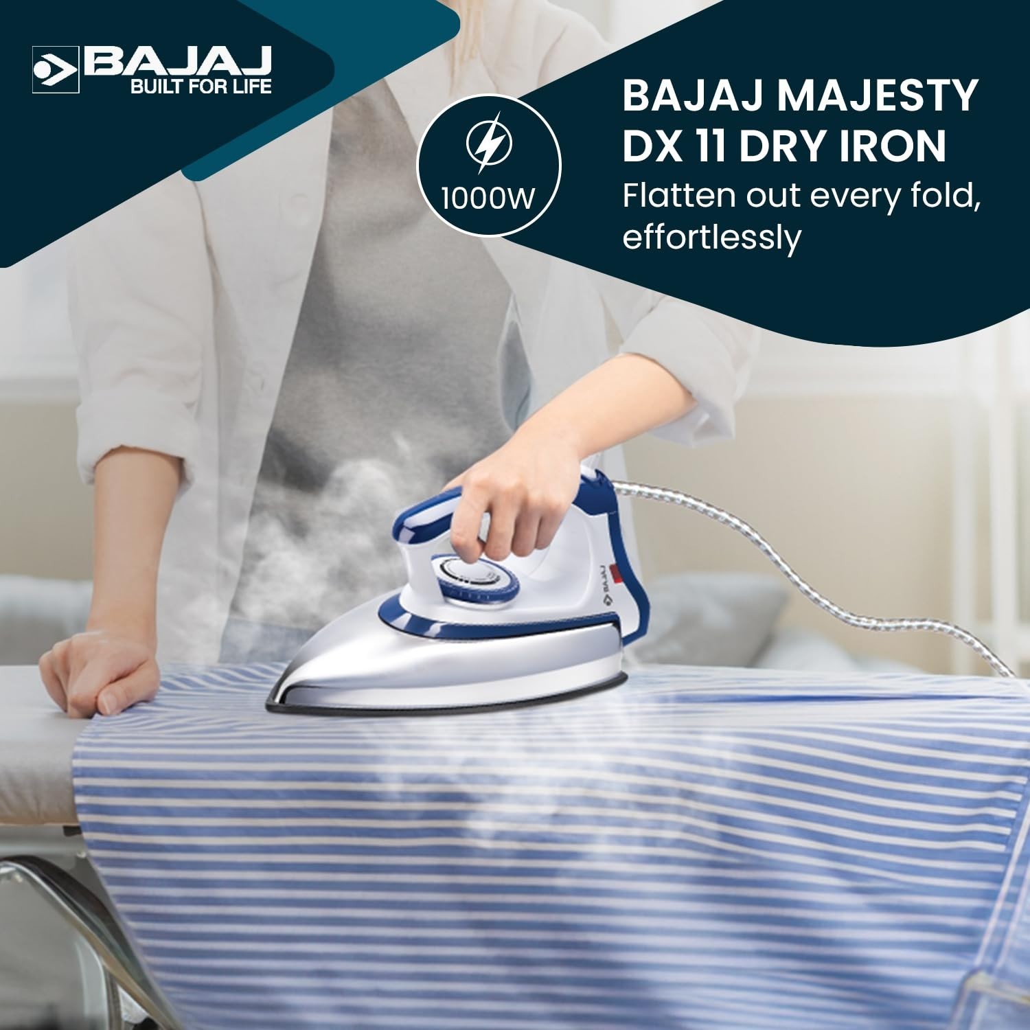 Bajaj Stainless Steel Majesty DX-11 1000 Watts Dry Iron Automatic Shut Off 220V
