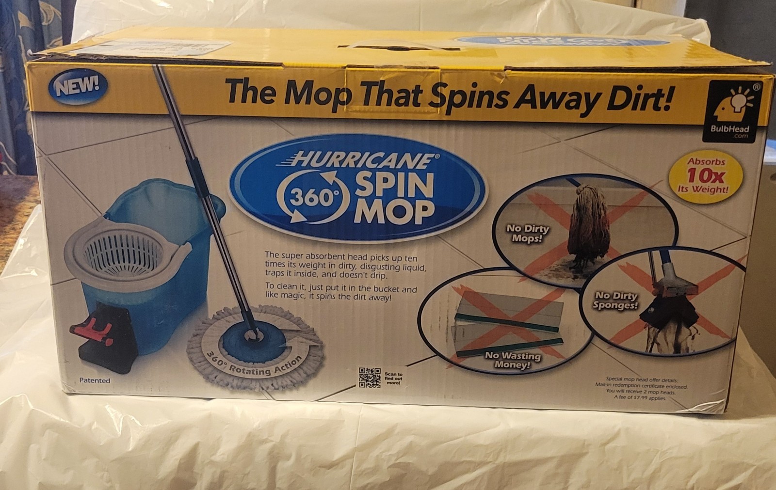 Hurricane Blue White Microfiber Spin Mop 12 W in. with Bucket 2013