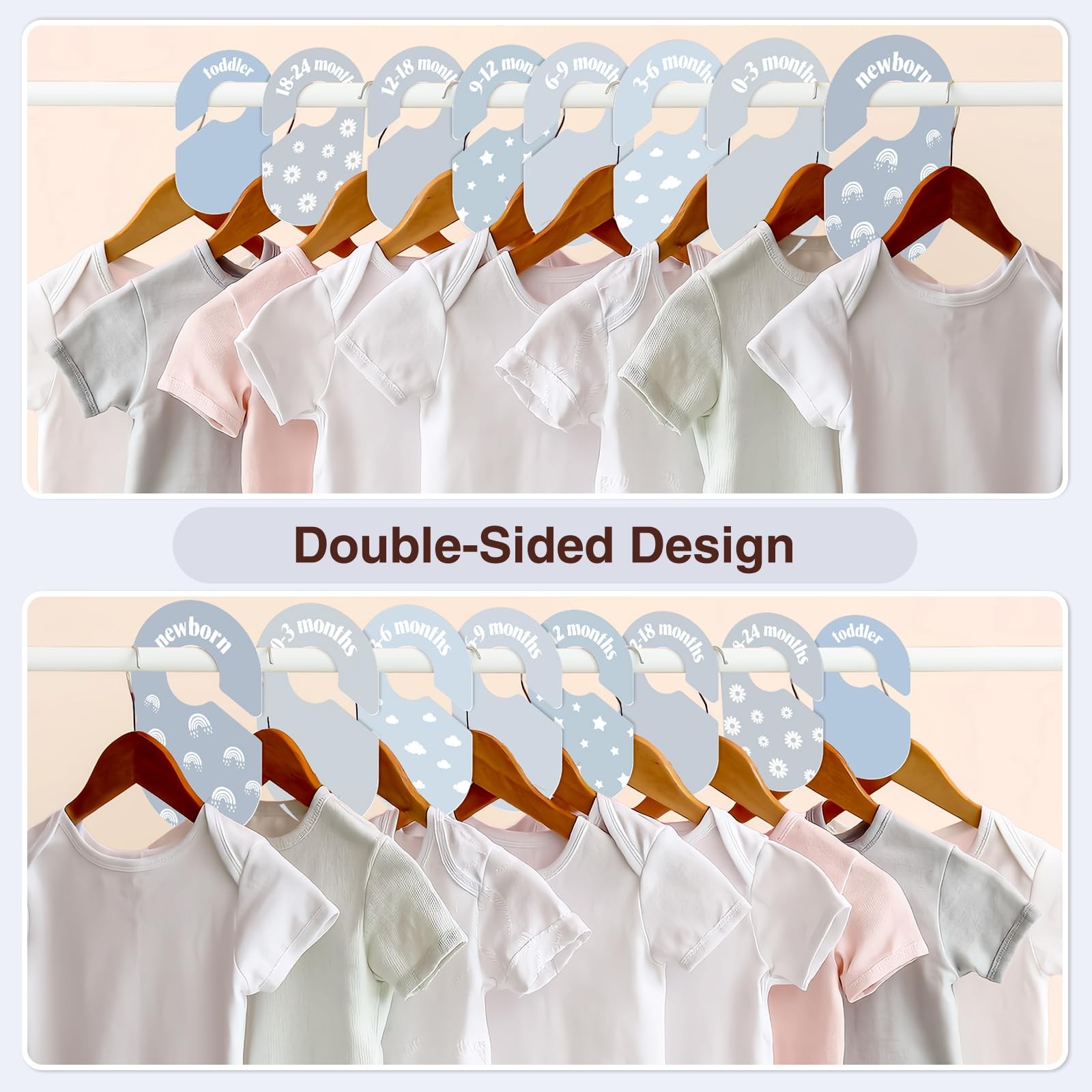 8 Pack Baby Closet Dividers, Nursery Organizer for Baby Clothes 0-24 Months B…