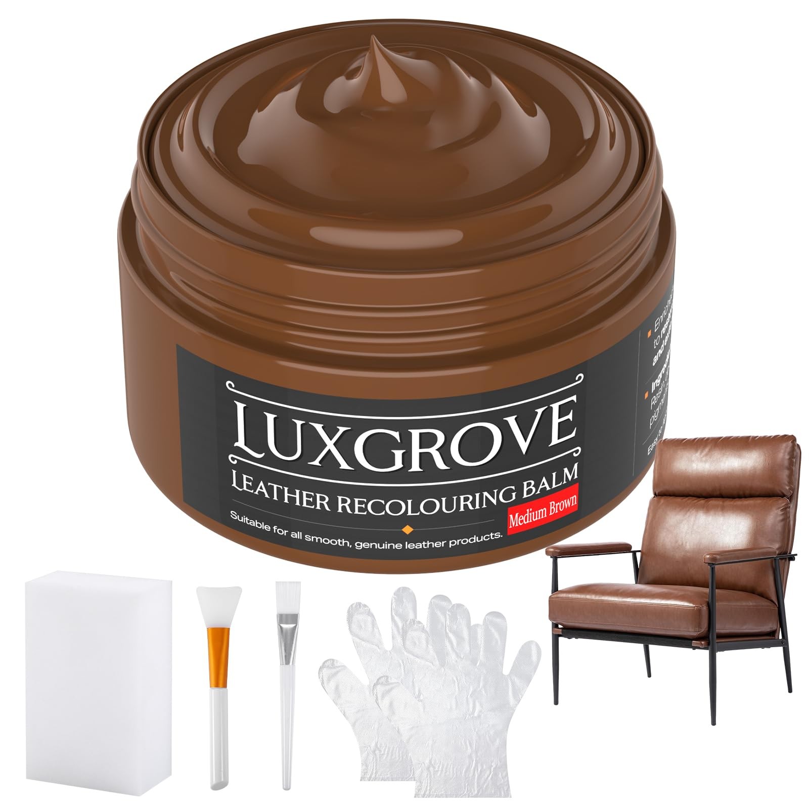® Medium Brown Leather Recoloring Balm, Leather Repair kit for Vinyl Furnitur…