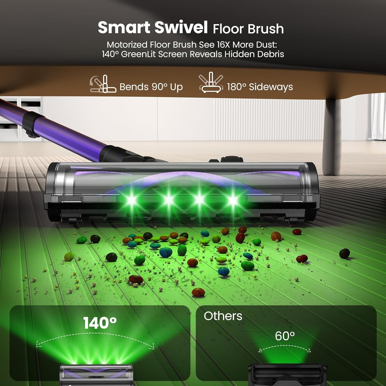 Cordless Vacuum Cleaner,75Min Runtime,600W 65KPA Dual Motor Pet Hair Vacuum
