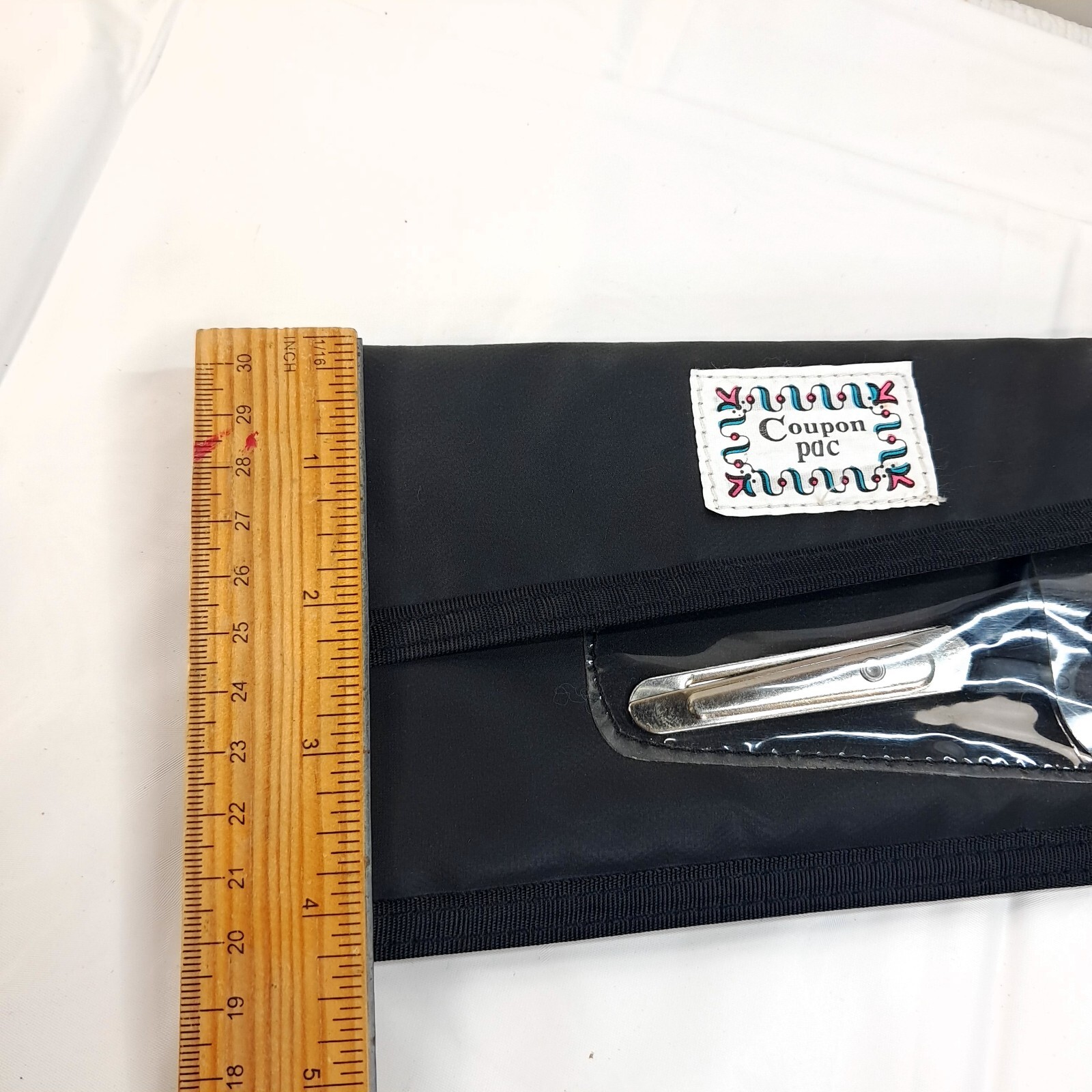 Coupon Pac organizer pack Clutch Pouch with Scissors black nylon sorter Vintage