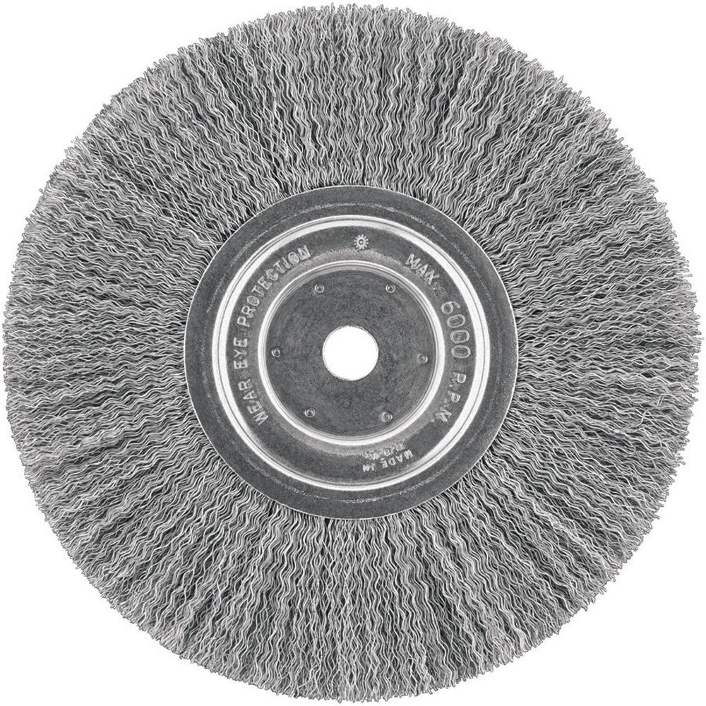 Wire Wheel, 8-Inch, Crimped, 5/8-Inch Arbor, Wide Face, .014-Inch (DW4907)