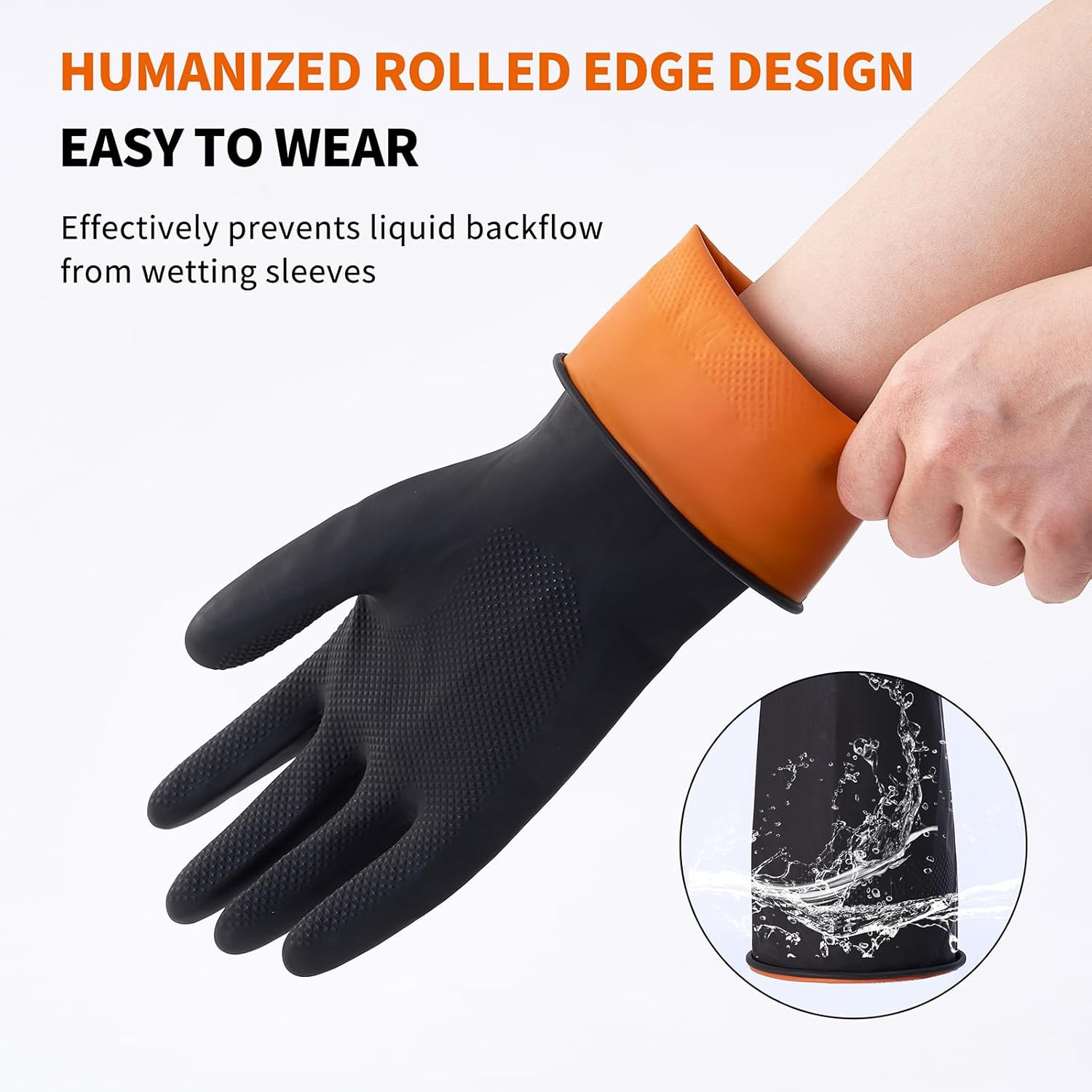 4 Pairs Black Rubber Dishwashing Gloves – Reusable Cleaning Gloves for Kitchen,