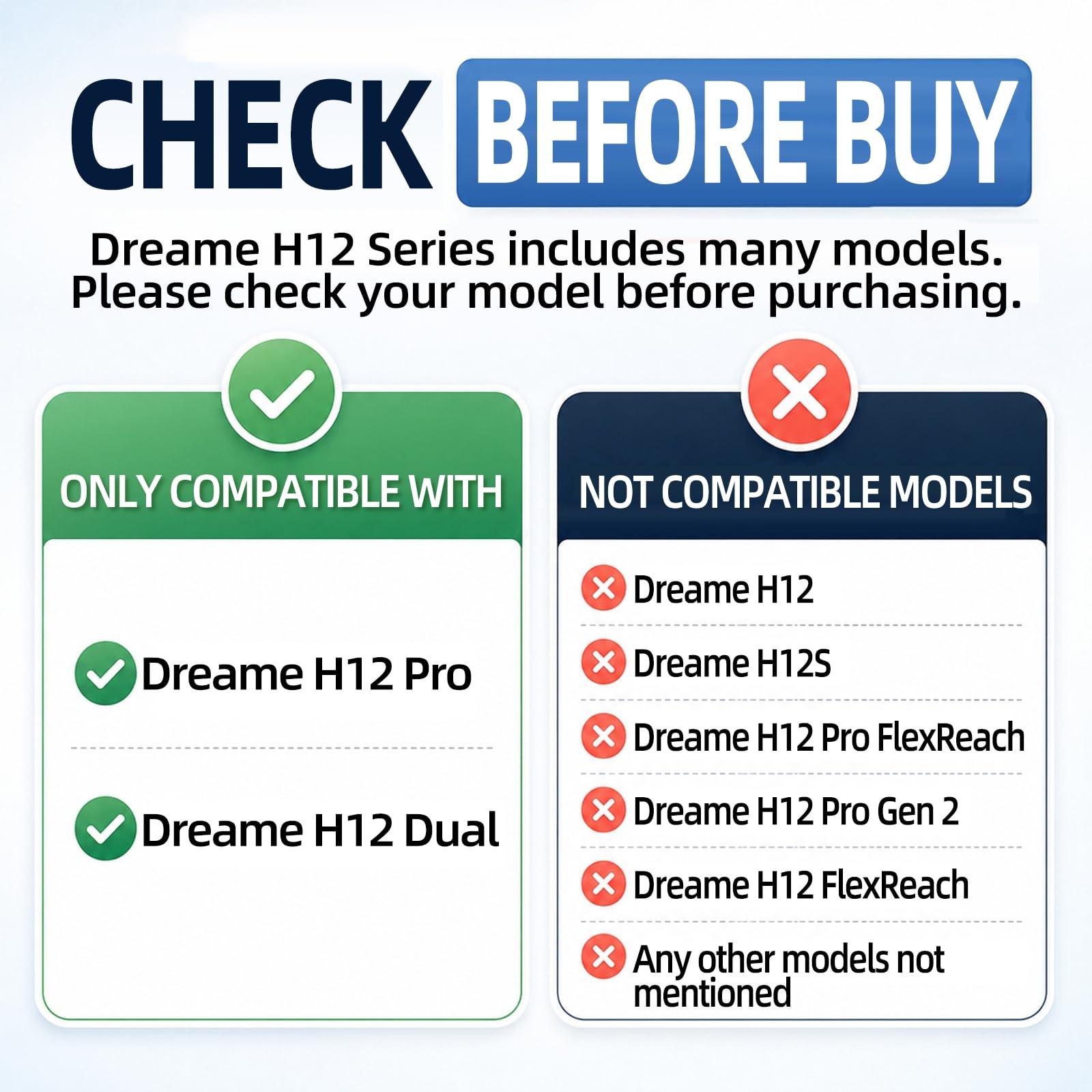 Replacement Parts Compatible with Dreame H12 Pro / H12 Dual Roller Brush
