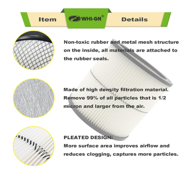 2 Pack Vacuum Cartridge Filter Replacement for Craftsman Shop Vac Filter 9-17884