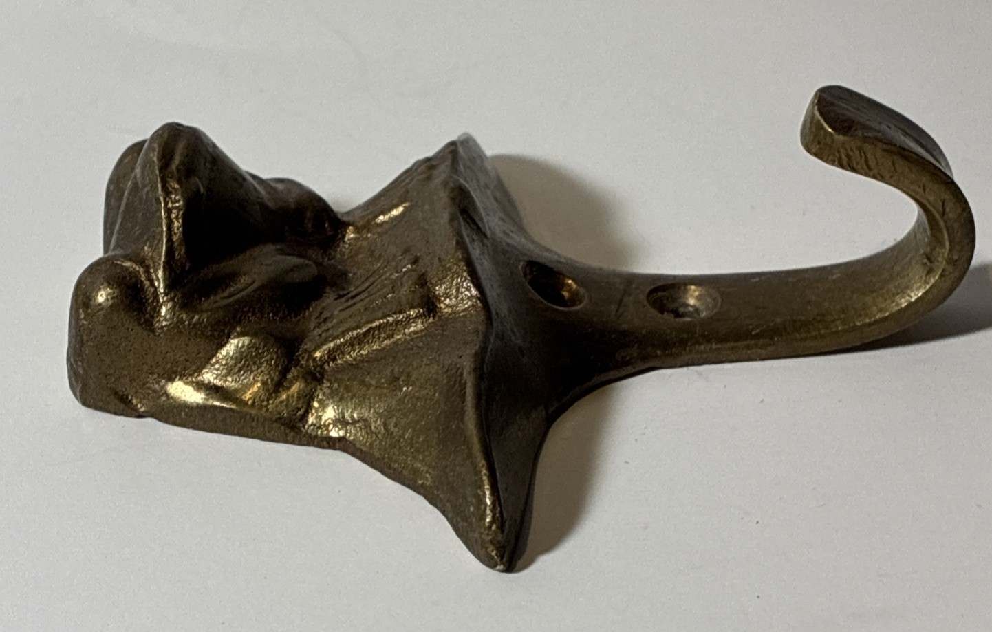 Vintage Brass Frog Wall Hook Hanger 3 X 2.75”