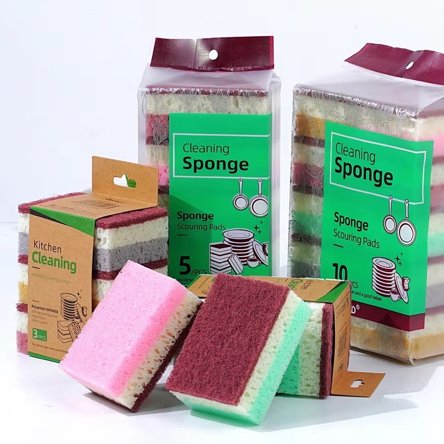 10pcs High Density Sponge Cleaning Cloth: Non-Greasy Dishwashing & Kitchen Tool
