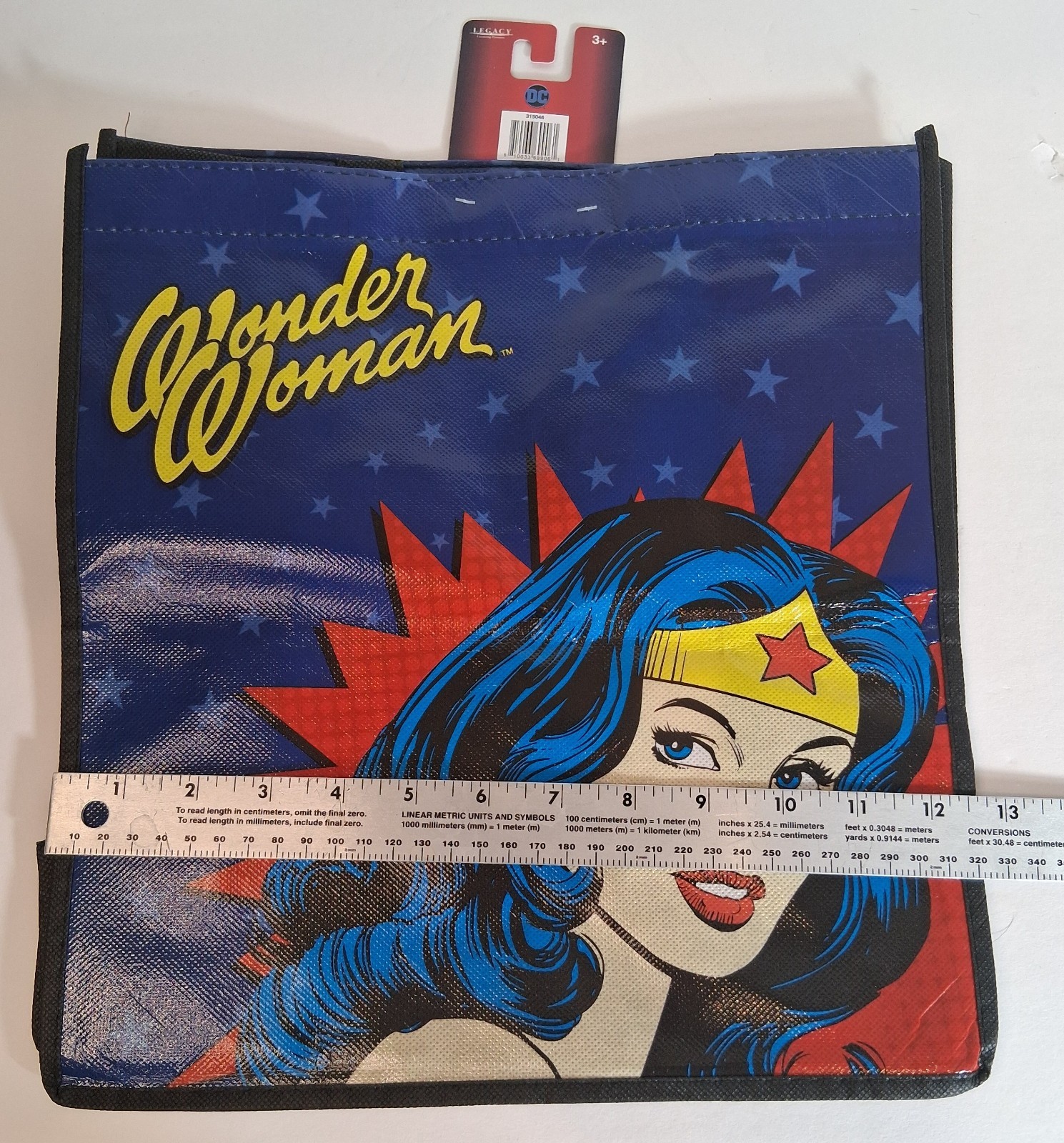 DC Comics Wonder Woman Superhero Reusable Eco Blue Gift/Shopping Bag W/ Handles