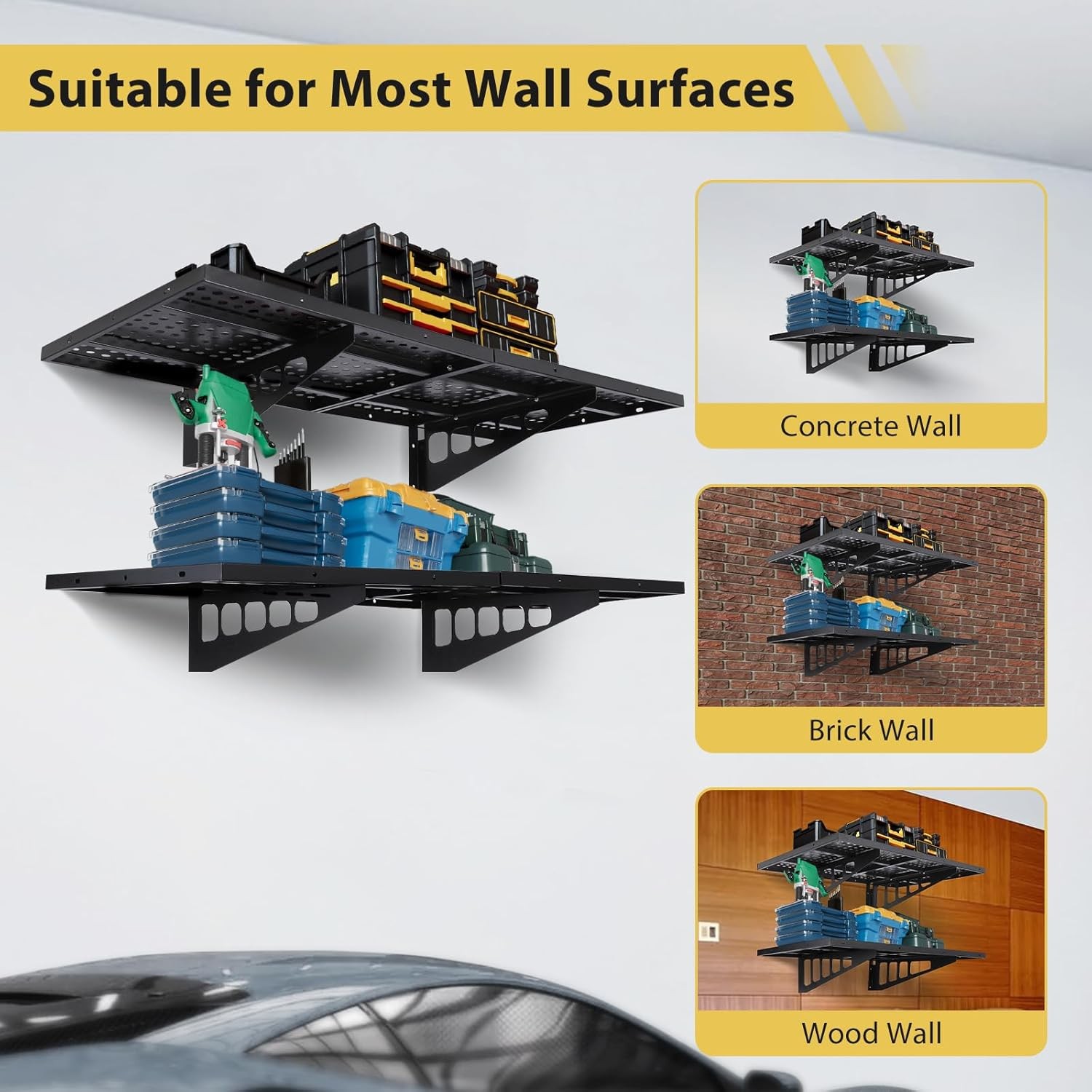Floating 2-Pack 2x3ft / 1.6x4ft Wall Shelf Garage Storage Shelving Rack Wall