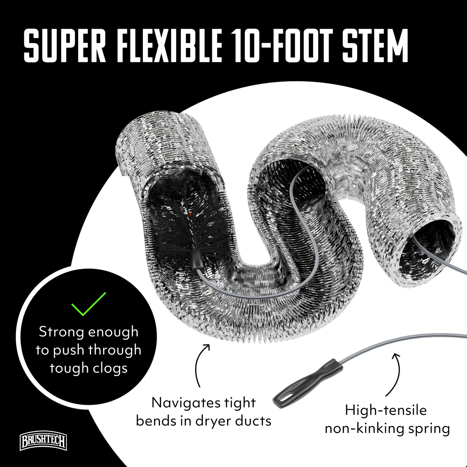 Brushtech 10-Feet Dryer Vent Duct Cleaning Brush