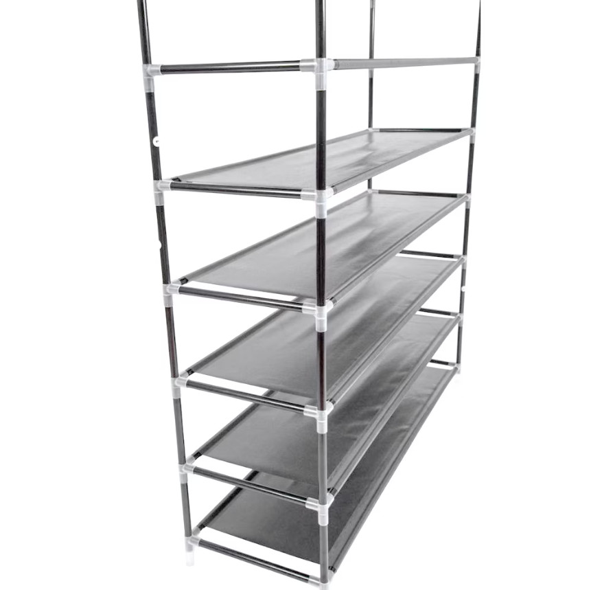 50 Pairs 10 Tier Shoe Rack Organizer Space Saving Shoe Tower Storage Gray Stack