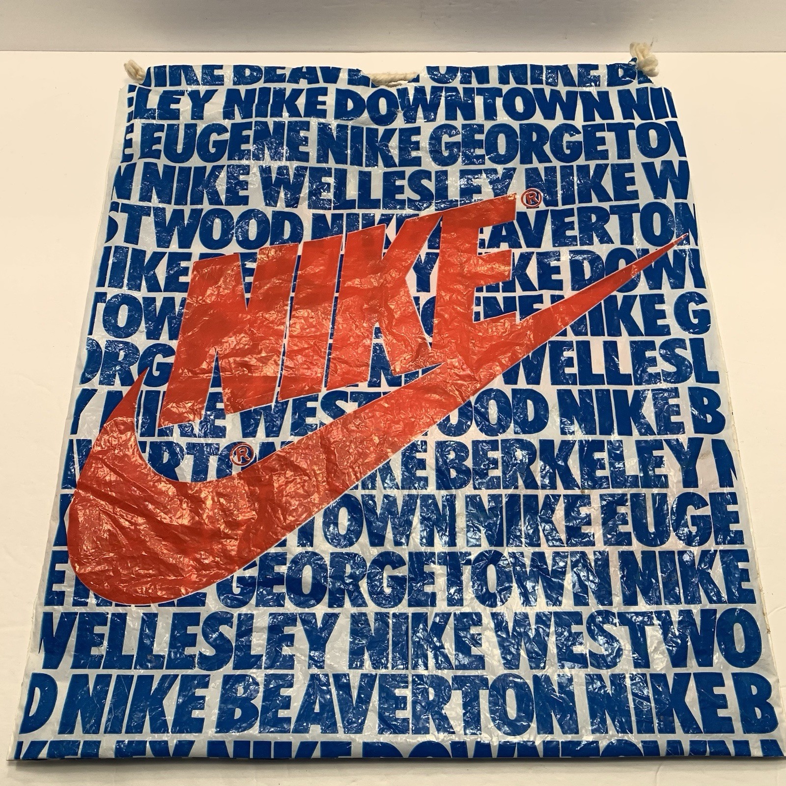 Vintage NIKE Town Plastic Shopping Bag Location Spell Out Portland USA Rare VTG