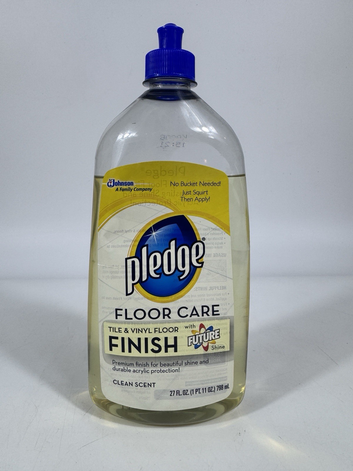 Pledge Floor Care Future Shine Tile Vinyl Floor Finish 27 fl oz 85% Full