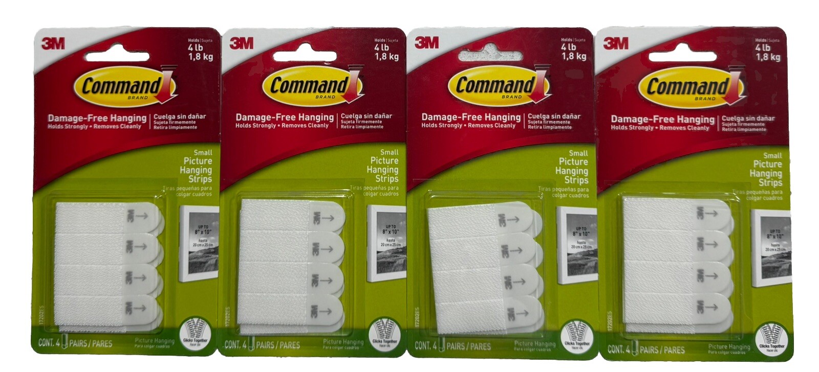 (4 Packs) 3M Command Small Picture Hanging Strips 17202ES