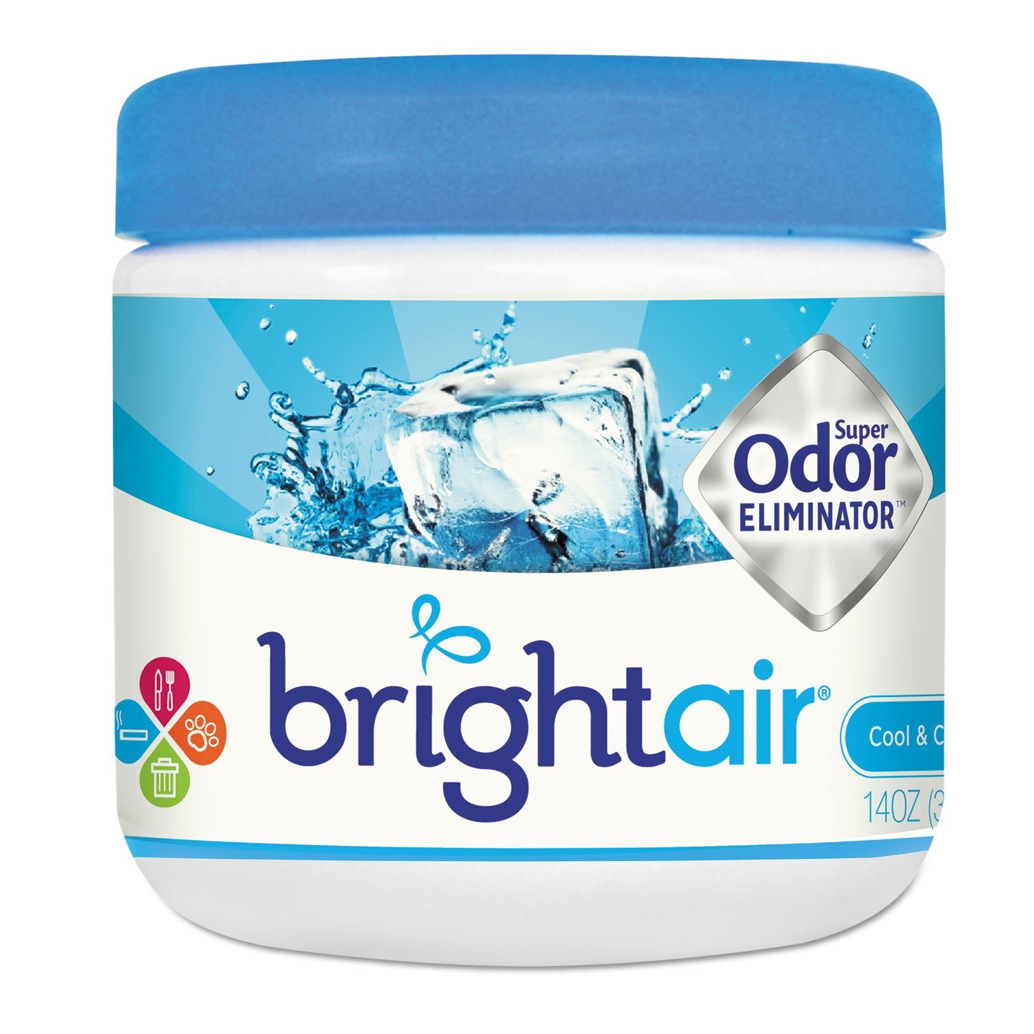 Bright Air Super Odor Eliminator Cool And Clean Blue 14 Oz Jar 900090