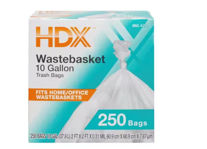 Clear Waste Liner Trash Bags (250-Count) 10 Gallon