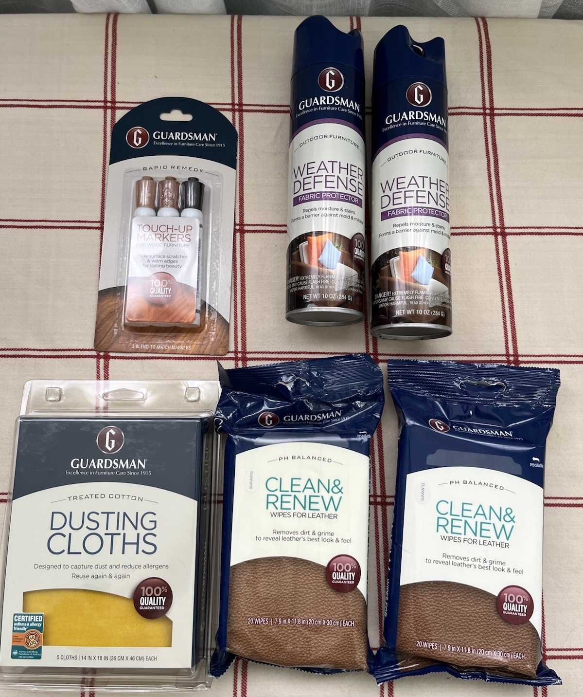 Lot Of Guardsman Products Inc Fabric Spray, Cleaning Cloths, Leather Cleaners