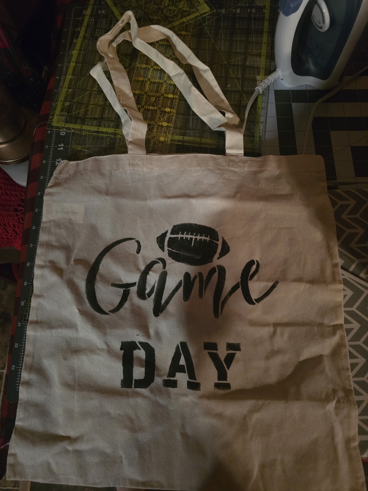Foldable Canvas Reusable Shopping Bag Beige Black All-Over Pattern