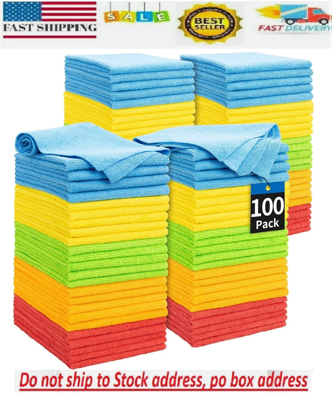 Microfiber Cleaning Cloth Set of 100 Towel Rag Car Polishing Detailing NoScratch